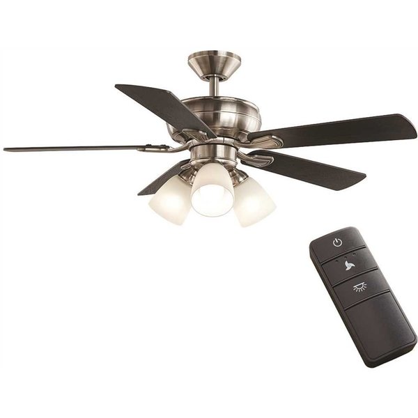 Hampton Bay Riley 44 in. LED Brushed Nickel Ceiling Fan with Light Kit 37899